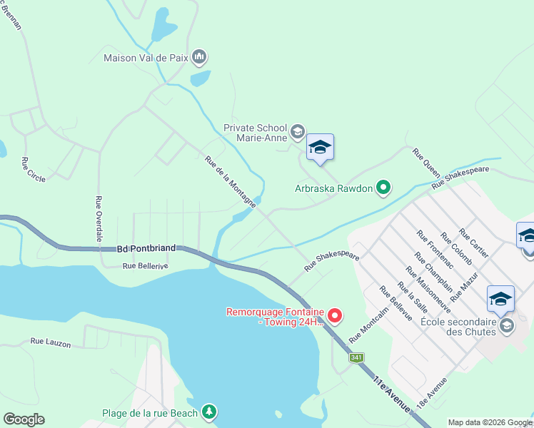 map of restaurants, bars, coffee shops, grocery stores, and more near 3998 Rue Forest Hill in Rawdon
