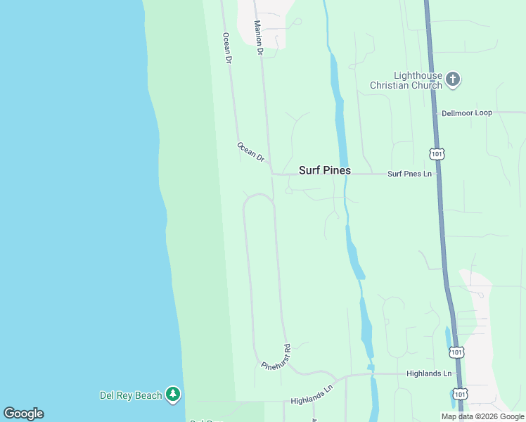 map of restaurants, bars, coffee shops, grocery stores, and more near 89062 Pinehurst Road in Gearhart