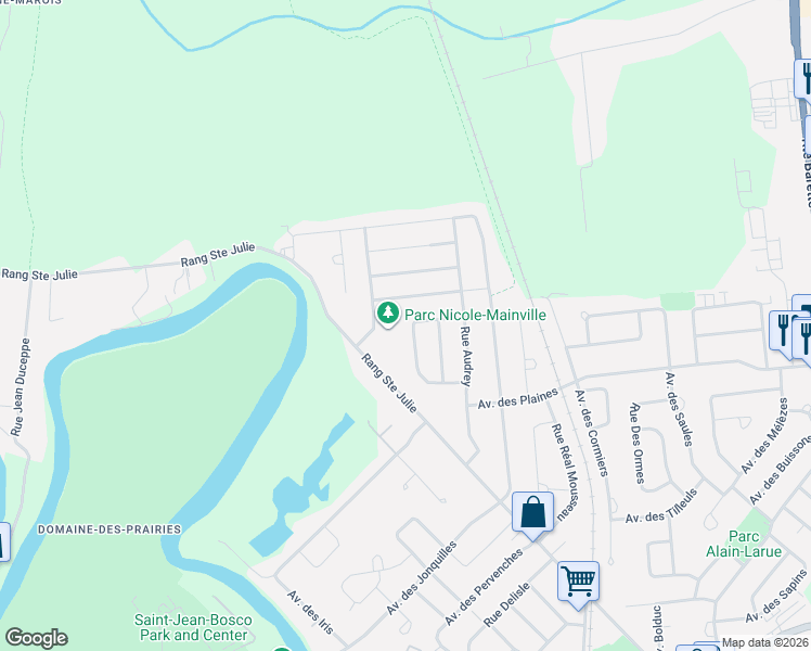 map of restaurants, bars, coffee shops, grocery stores, and more near 19 Rue Pierre-Régis in Lanaudière