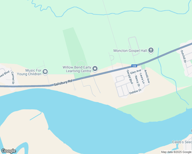 map of restaurants, bars, coffee shops, grocery stores, and more near 1094 Salisbury Road in Moncton