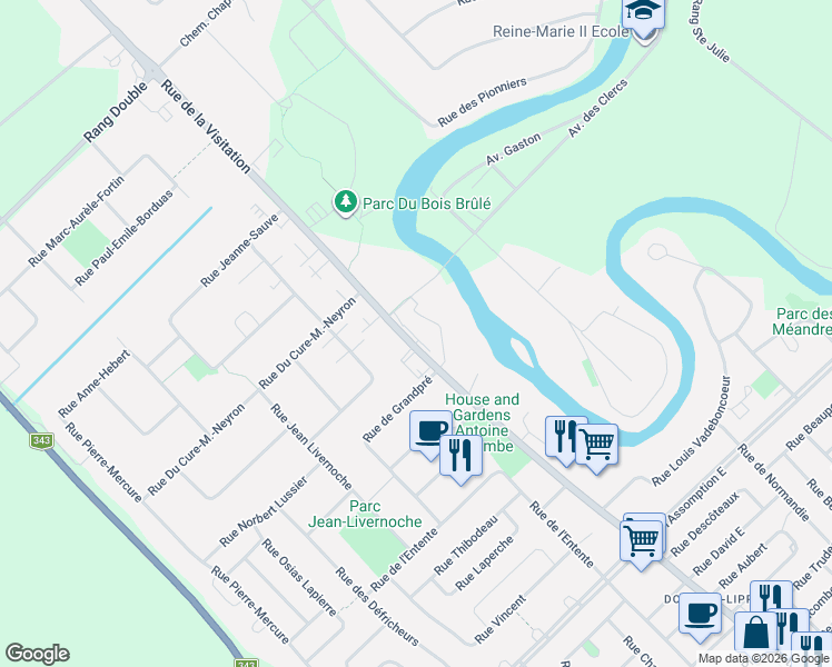 map of restaurants, bars, coffee shops, grocery stores, and more near 1000 Rue de la Visitation in Saint-Charles-Borromée