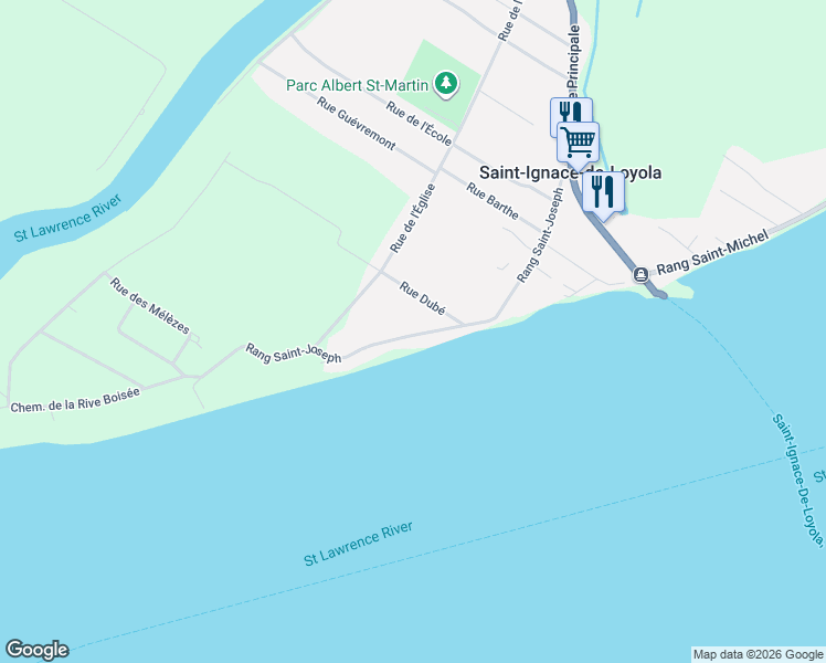 map of restaurants, bars, coffee shops, grocery stores, and more near 347 Rang Saint-Joseph in Saint-Ignace-de-Loyola
