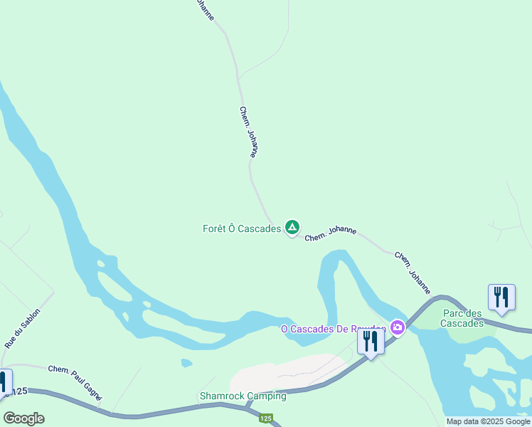 map of restaurants, bars, coffee shops, grocery stores, and more near 4602 Chemin Johanne in Rawdon