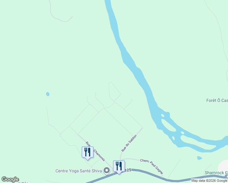 map of restaurants, bars, coffee shops, grocery stores, and more near 6850 Croissant du Sommet in Lanaudière