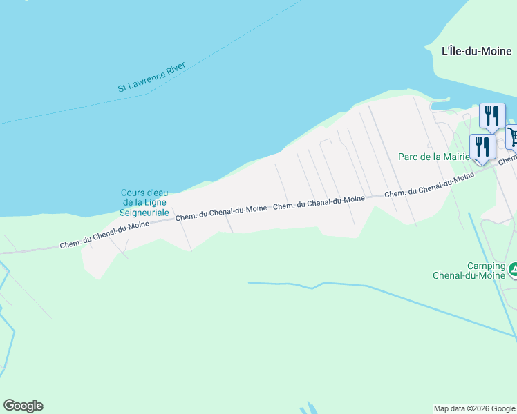 map of restaurants, bars, coffee shops, grocery stores, and more near 1335 Chemin du Chenal-du-Moine in Sorel-Tracy
