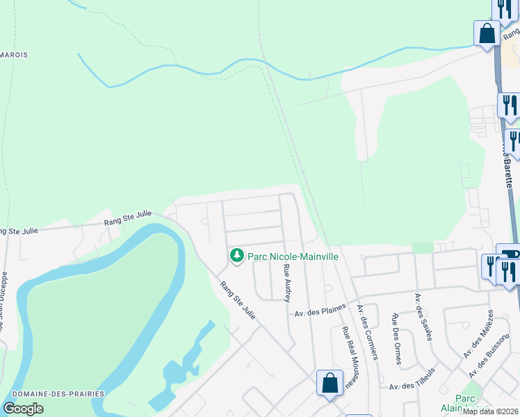map of restaurants, bars, coffee shops, grocery stores, and more near 22 Rue Guy-Boisjoli in Lanaudière