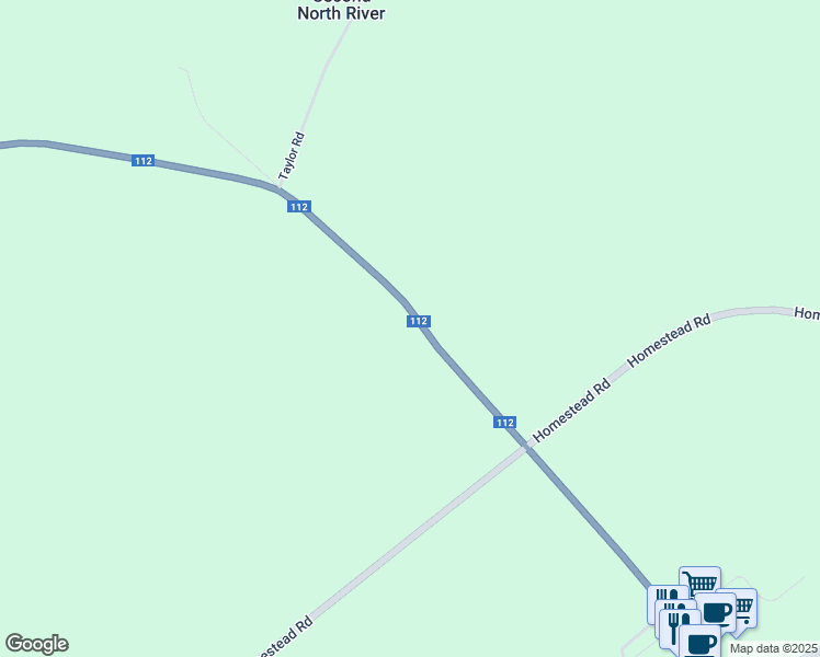 map of restaurants, bars, coffee shops, grocery stores, and more near 3118 New Brunswick 112 in Second North River