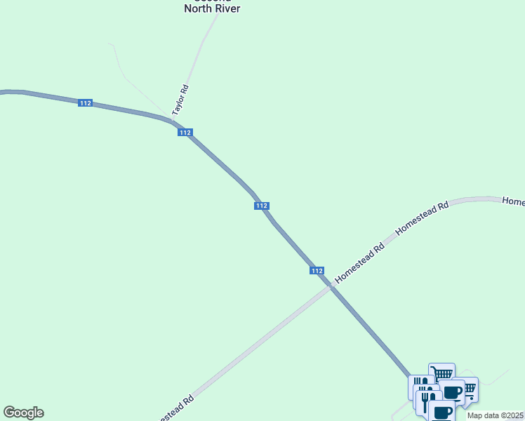map of restaurants, bars, coffee shops, grocery stores, and more near 3118 New Brunswick 112 in Second North River