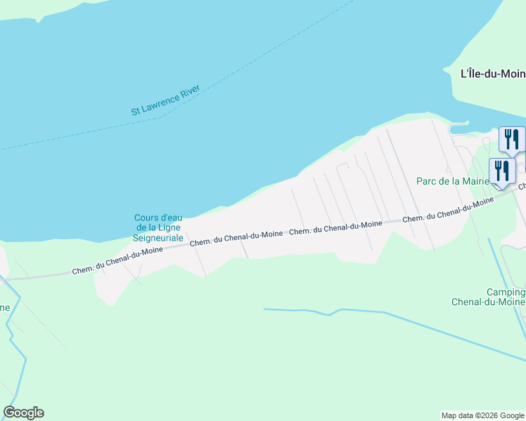 map of restaurants, bars, coffee shops, grocery stores, and more near 1335 Chemin du Chenal-du-Moine in Sorel-Tracy