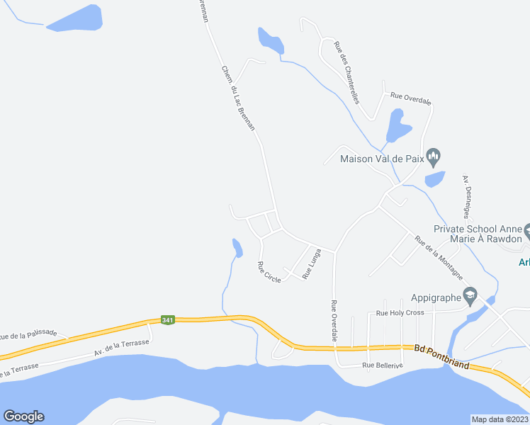 map of restaurants, bars, coffee shops, grocery stores, and more near Rue Halliday in Rawdon