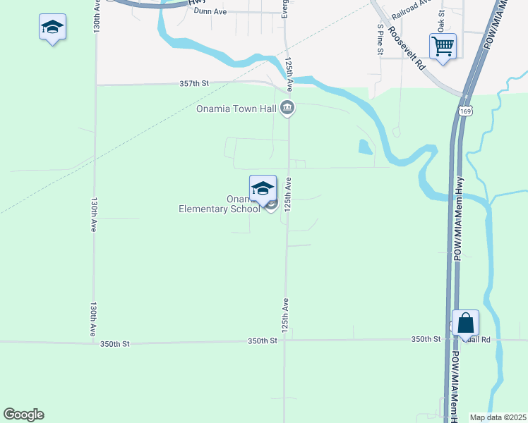 map of restaurants, bars, coffee shops, grocery stores, and more near 35465 125th Avenue in Onamia