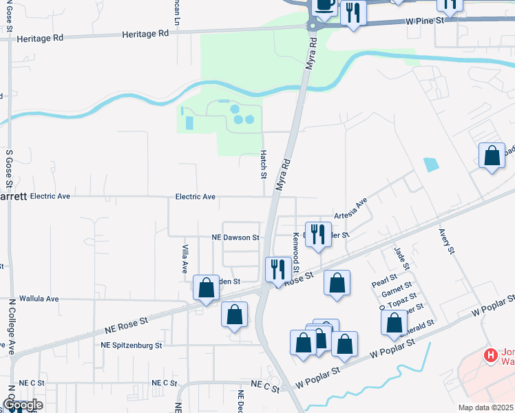 map of restaurants, bars, coffee shops, grocery stores, and more near 87 Electric Avenue in Walla Walla