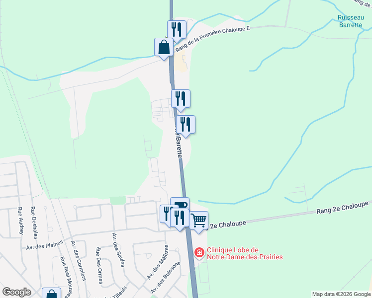 map of restaurants, bars, coffee shops, grocery stores, and more near 551 Québec 131 in Lanaudière