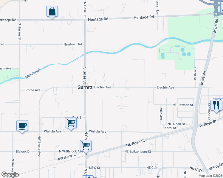 map of restaurants, bars, coffee shops, grocery stores, and more near 663 Electric Avenue in Walla Walla