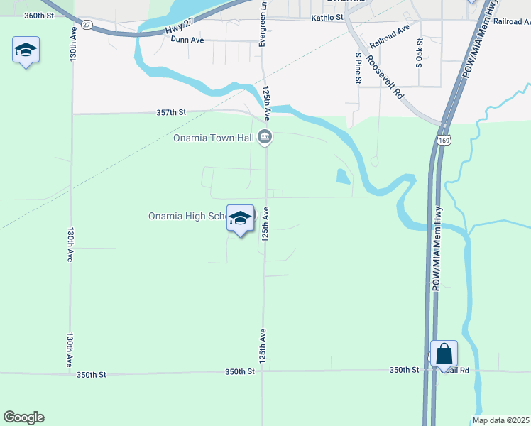 map of restaurants, bars, coffee shops, grocery stores, and more near 35465 125th Avenue in Onamia
