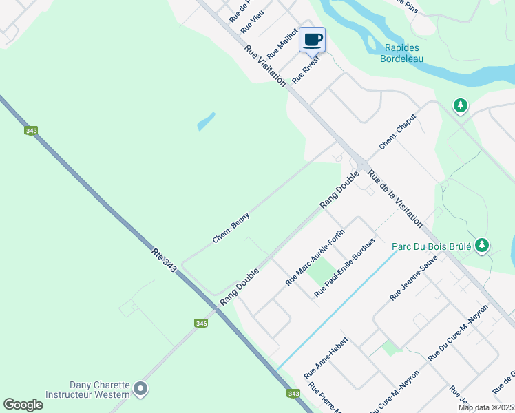 map of restaurants, bars, coffee shops, grocery stores, and more near Chemin Benny in Lanaudière