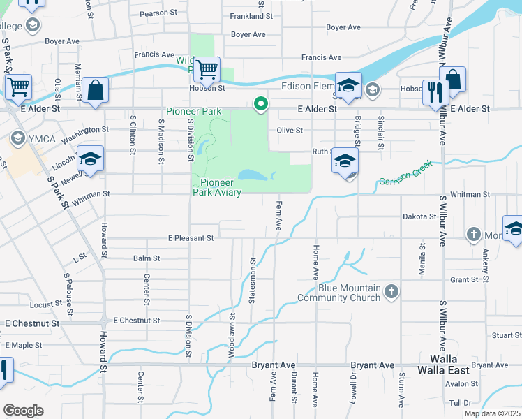 map of restaurants, bars, coffee shops, grocery stores, and more near 511 Bryans Ln in Walla Walla