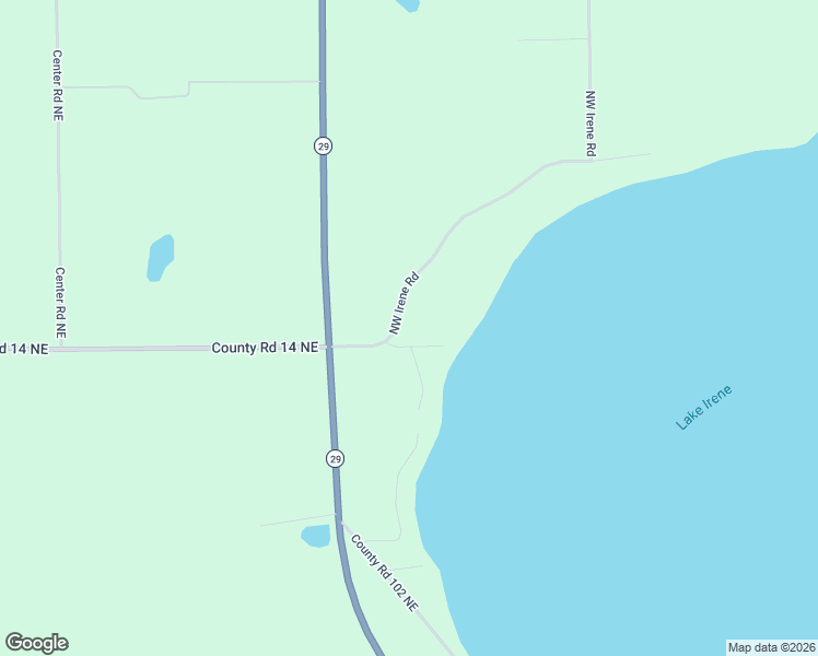 map of restaurants, bars, coffee shops, grocery stores, and more near 16530 Northwest Irene Road in Parkers Prairie