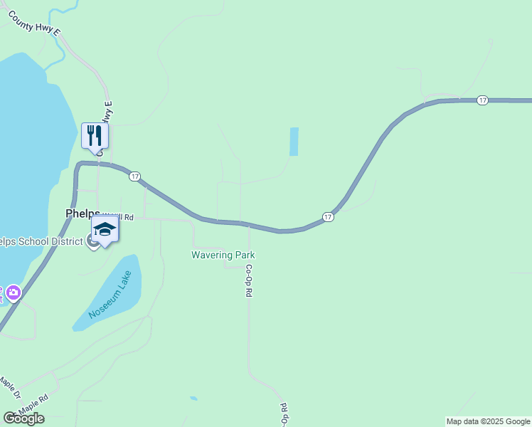 map of restaurants, bars, coffee shops, grocery stores, and more near 2192 State Road 17 in Phelps