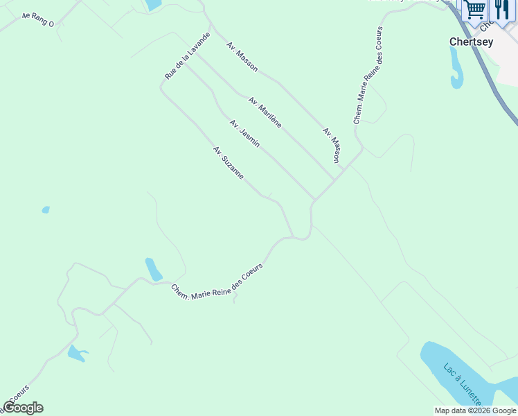 map of restaurants, bars, coffee shops, grocery stores, and more near Avenue Suzanne in Lanaudière