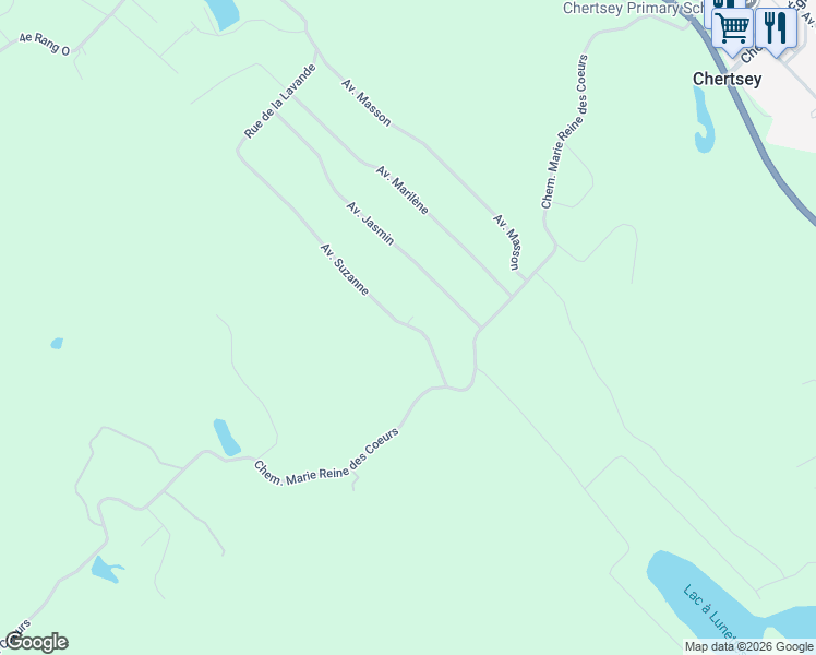map of restaurants, bars, coffee shops, grocery stores, and more near 900 Avenue Suzanne in Chertsey