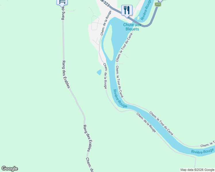 map of restaurants, bars, coffee shops, grocery stores, and more near Chemin de la Rouge in Laurentides