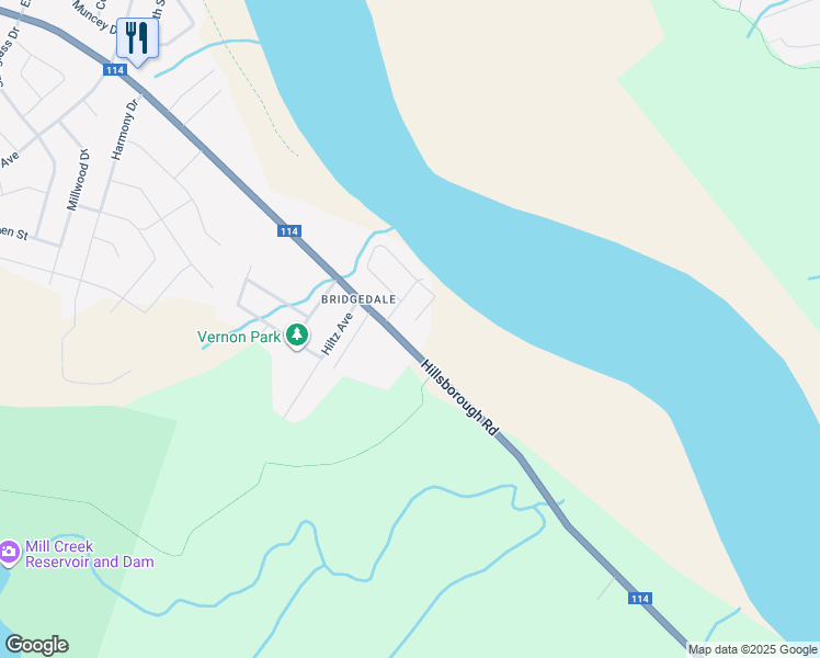 map of restaurants, bars, coffee shops, grocery stores, and more near 875 Hillsborough Road in Riverview