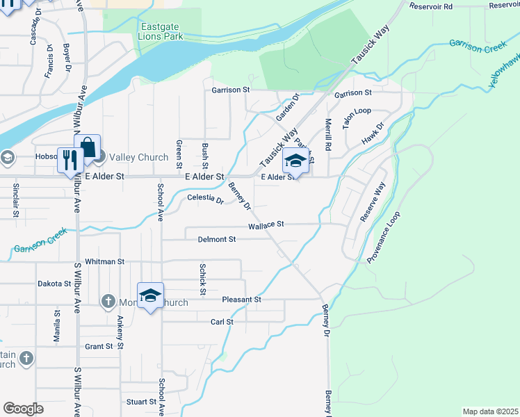 map of restaurants, bars, coffee shops, grocery stores, and more near 349 Trimble Road in Walla Walla
