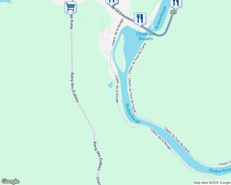 map of restaurants, bars, coffee shops, grocery stores, and more near 116 Chemin de la Rouge in Brébeuf