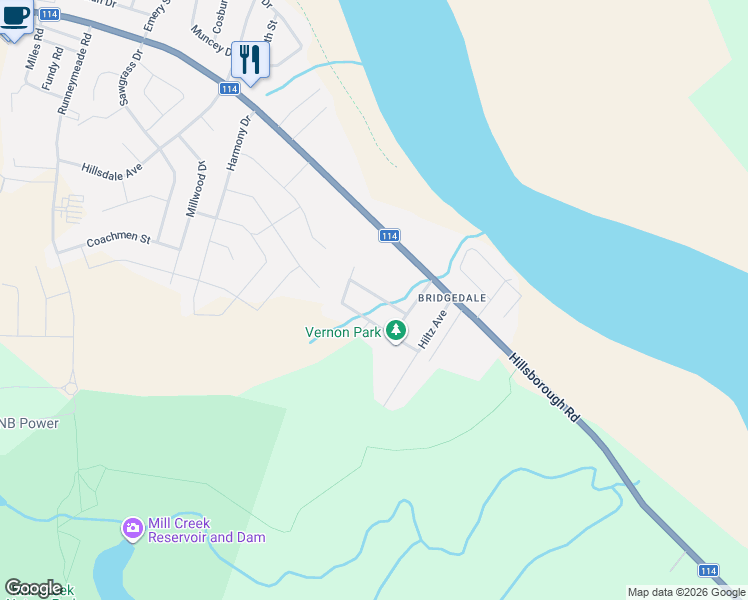 map of restaurants, bars, coffee shops, grocery stores, and more near 11 Sherwood Avenue in Riverview