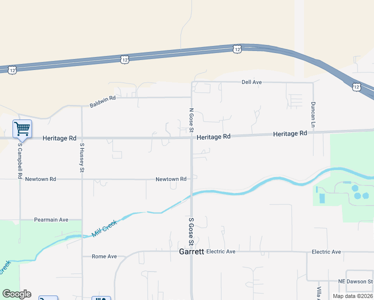 map of restaurants, bars, coffee shops, grocery stores, and more near 40 South Gose Street in Walla Walla