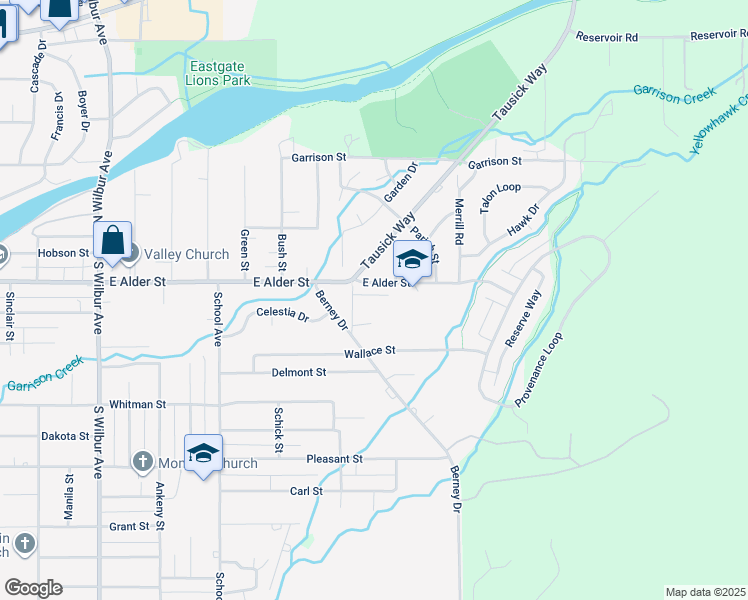 map of restaurants, bars, coffee shops, grocery stores, and more near 349 Trimble Road in Walla Walla