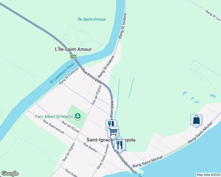 map of restaurants, bars, coffee shops, grocery stores, and more near 206 Chemin de la Traverse in Saint-Ignace-de-Loyola