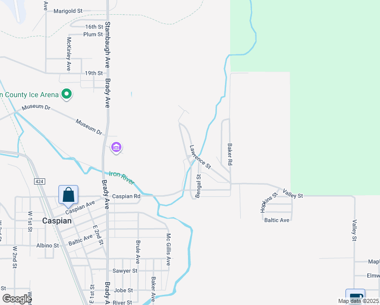map of restaurants, bars, coffee shops, grocery stores, and more near 58 Lawrence Street in Caspian