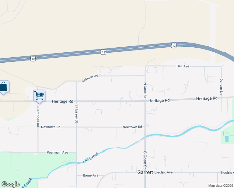 map of restaurants, bars, coffee shops, grocery stores, and more near 2358 Heritage Road in Walla Walla