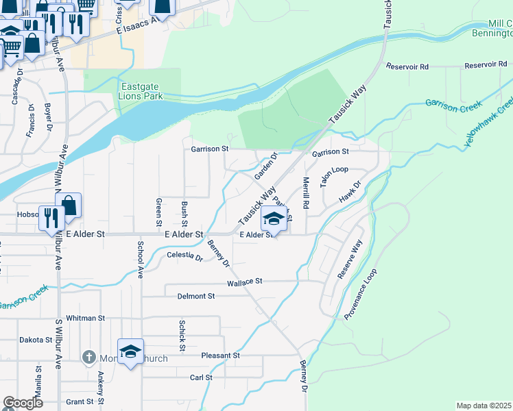 map of restaurants, bars, coffee shops, grocery stores, and more near in Walla Walla