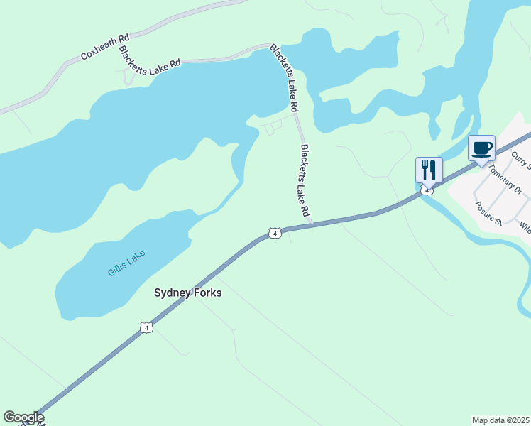 map of restaurants, bars, coffee shops, grocery stores, and more near 2422 Kings Road in Sydney Forks