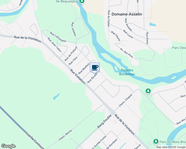 map of restaurants, bars, coffee shops, grocery stores, and more near 26 Rue Rivest in Saint-Charles-Borromée