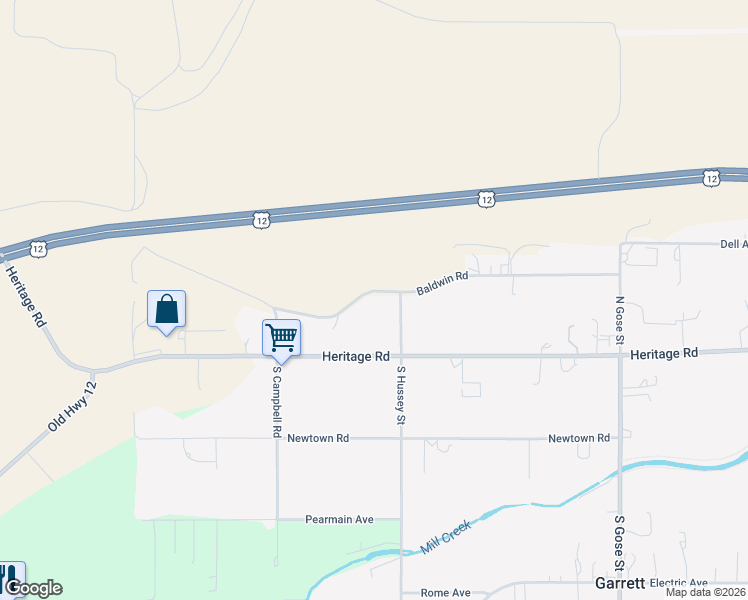 map of restaurants, bars, coffee shops, grocery stores, and more near 545 Baldwin Road in Walla Walla