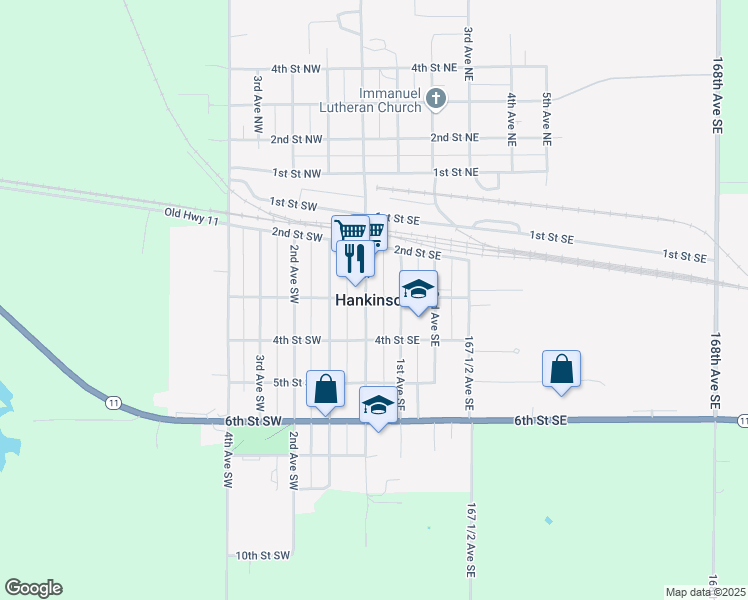 map of restaurants, bars, coffee shops, grocery stores, and more near in Hankinson