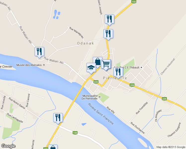 map of restaurants, bars, coffee shops, grocery stores, and more near 48 Rue Maurault in Pierreville