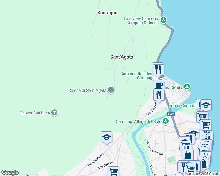 map of restaurants, bars, coffee shops, grocery stores, and more near 42 Via G. Verdi in Sant'Agata