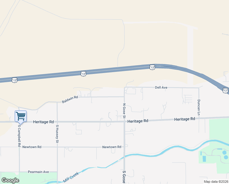 map of restaurants, bars, coffee shops, grocery stores, and more near 90 Baldwin Road in Walla Walla