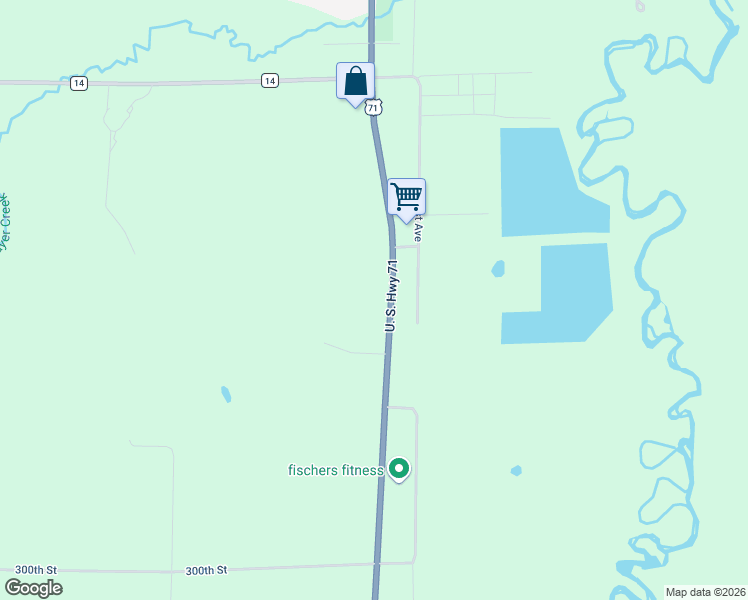 map of restaurants, bars, coffee shops, grocery stores, and more near 30555 U.S. 71 in Browerville