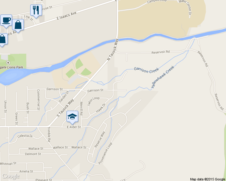 map of restaurants, bars, coffee shops, grocery stores, and more near 2501 Greenwood Ln in Walla Walla