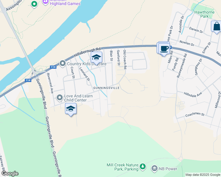 map of restaurants, bars, coffee shops, grocery stores, and more near 210 Old Coach Road in Riverview