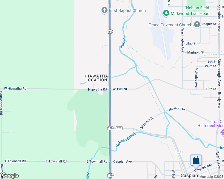 map of restaurants, bars, coffee shops, grocery stores, and more near 1001 Selden Road in Iron River