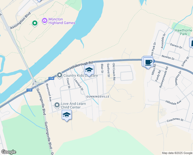 map of restaurants, bars, coffee shops, grocery stores, and more near 200 Karolie Road in Riverview