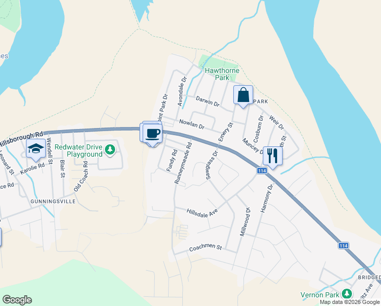 map of restaurants, bars, coffee shops, grocery stores, and more near in Riverview