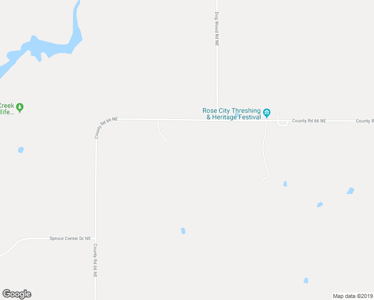 map of restaurants, bars, coffee shops, grocery stores, and more near 17641 County Road 66 Northeast in Miltona